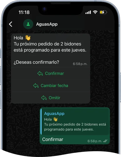 AguasApp - Pedido programado por WhatsApp